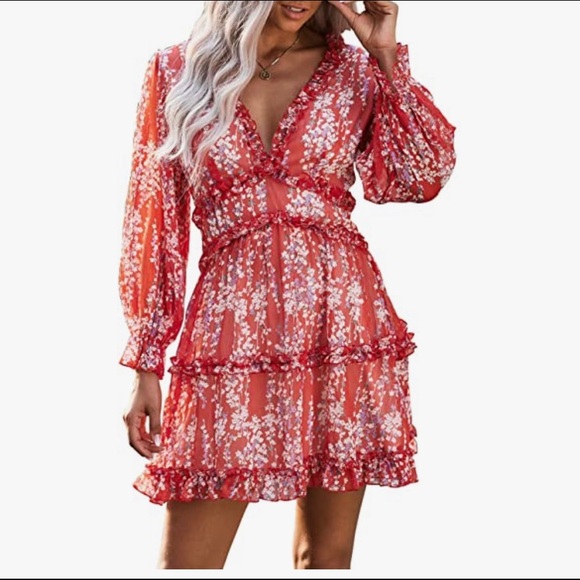 Red floral dress - Picture 2 of 4